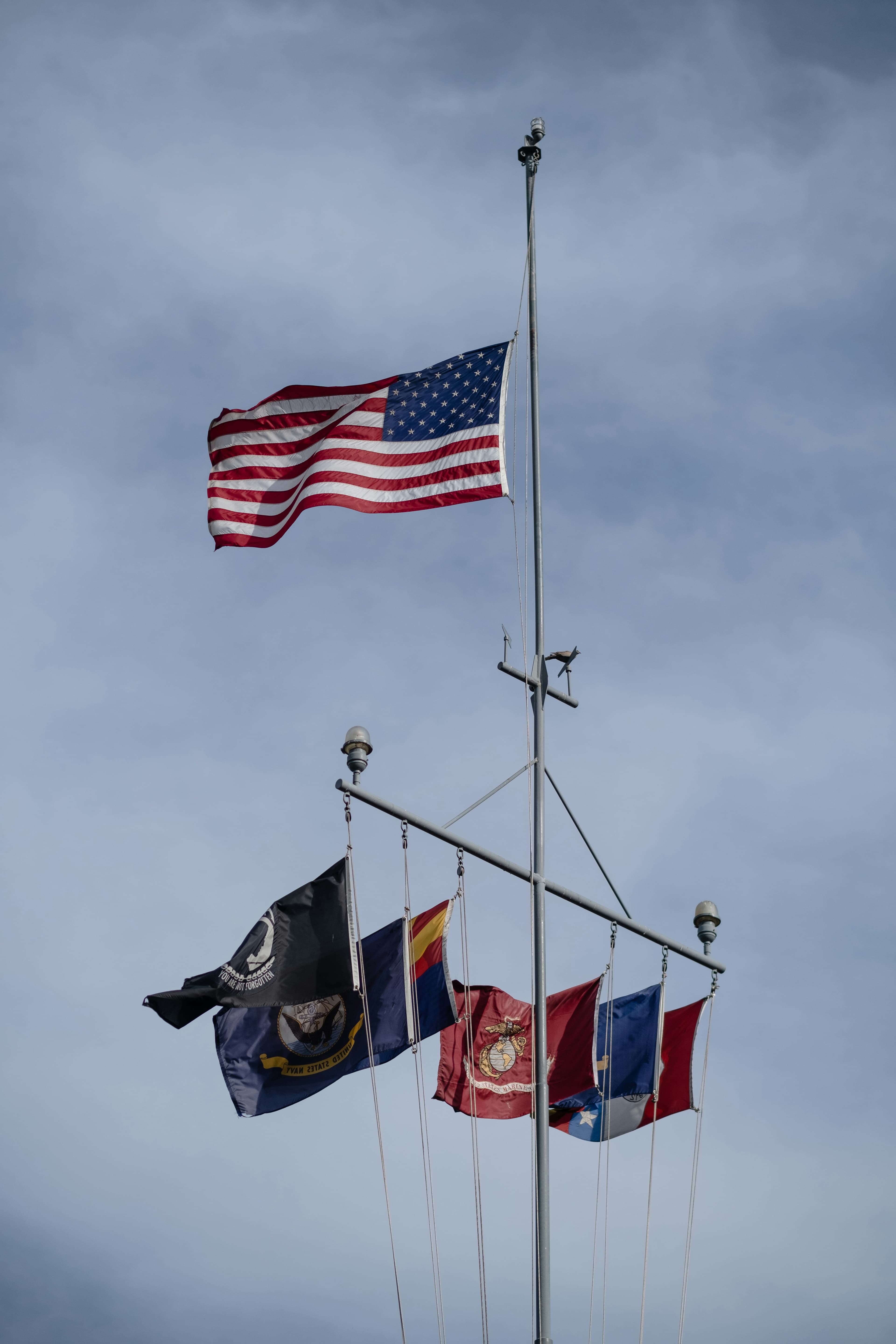American flag and military branch flags