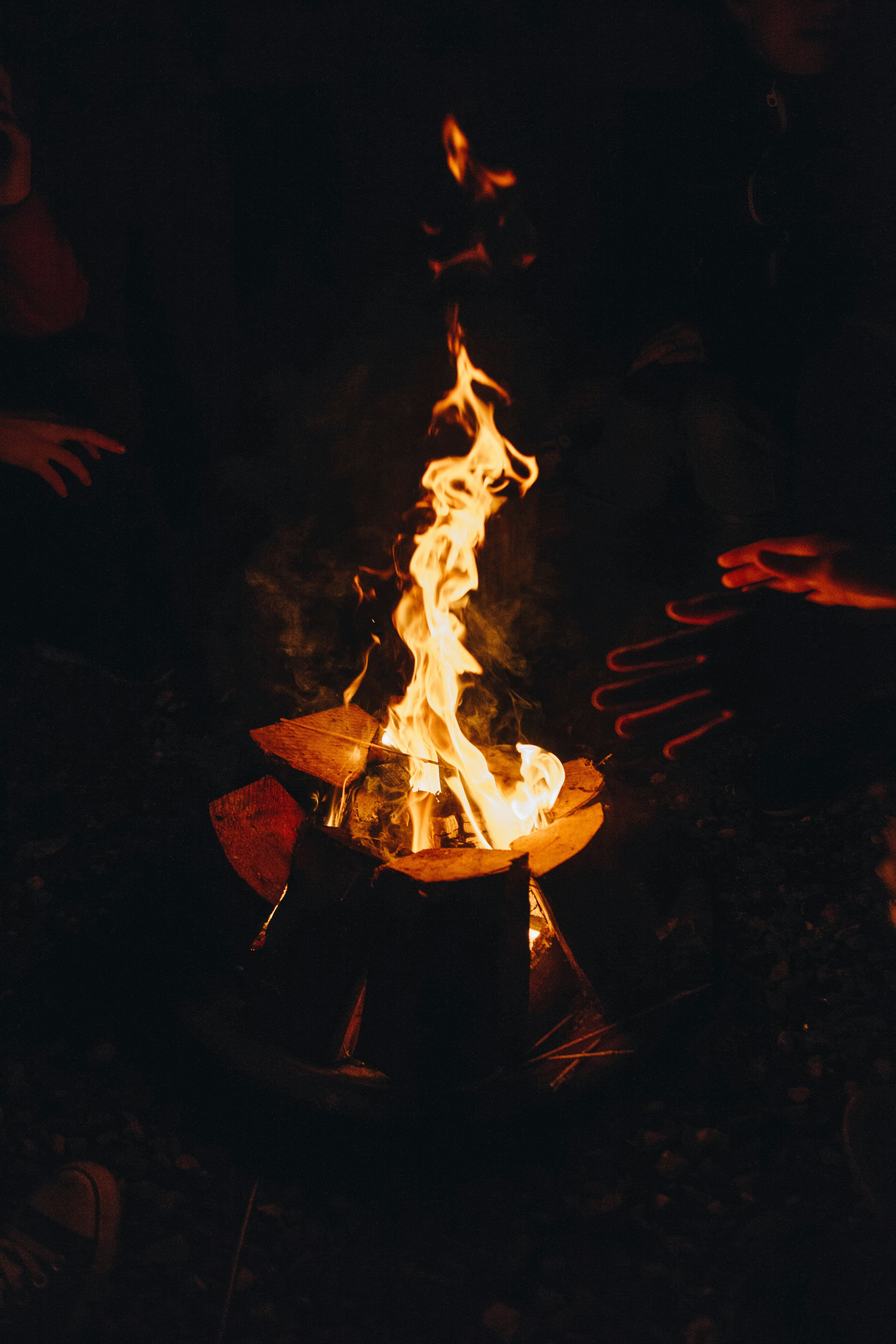 Community gathered around a fire